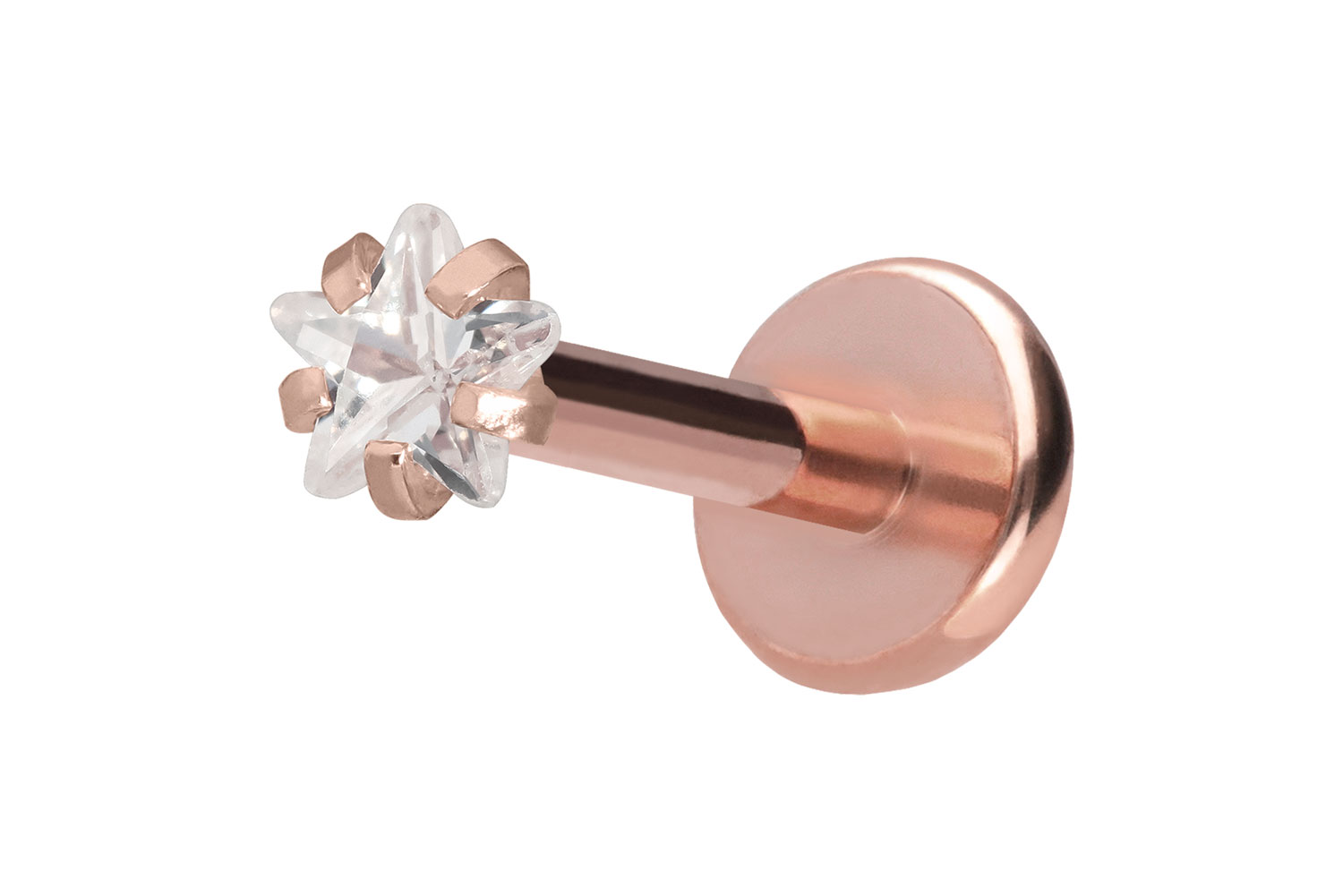 Titan Labret Piercing mit Push Fit KRISTALLSTERN